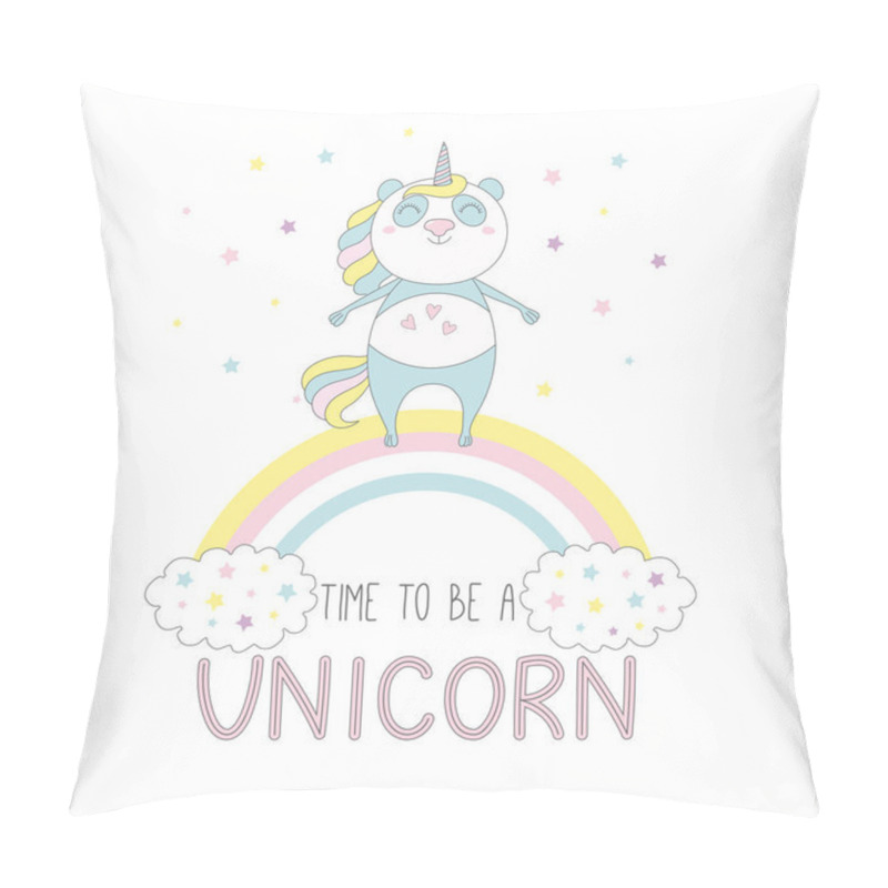 Personality  Cute Unicorn Panda On The Rainbow Pillow Covers