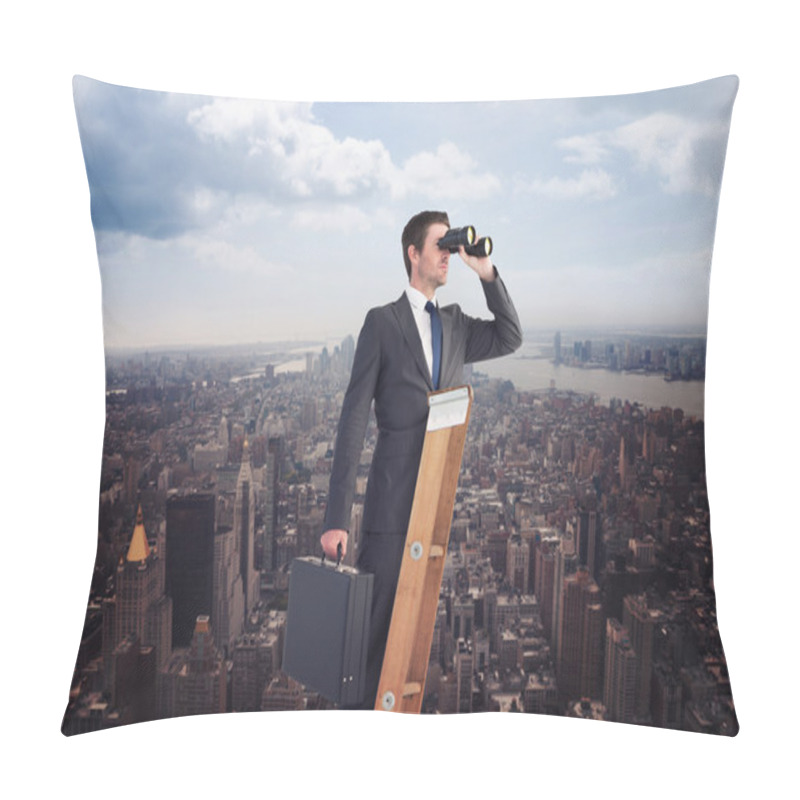 Personality  Businessman Looking On A Ladder Pillow Covers