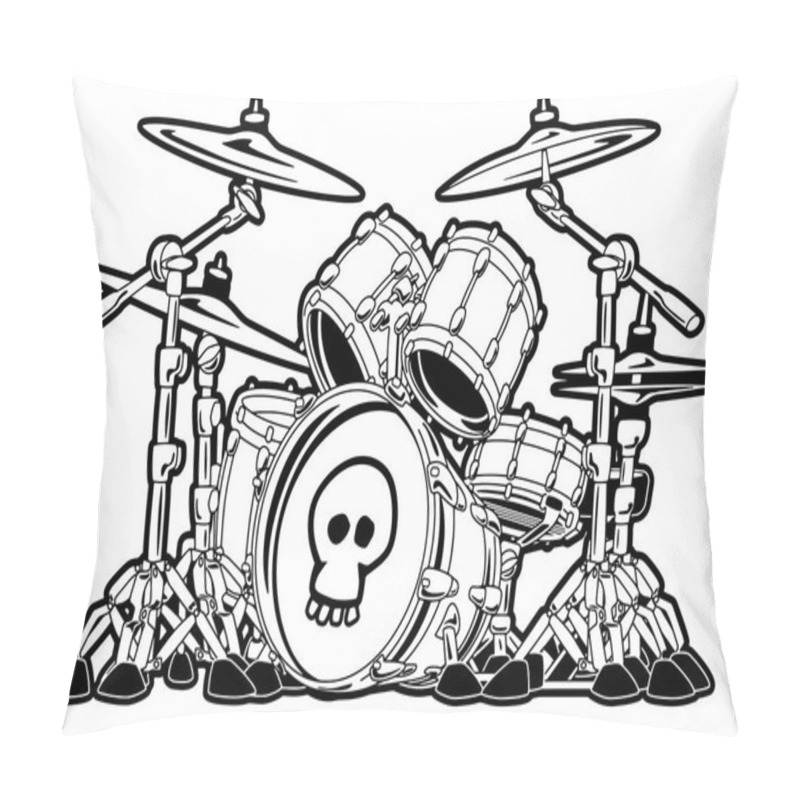 Personality  Rock Drum Set Cartoon Vector Illustration Pillow Covers