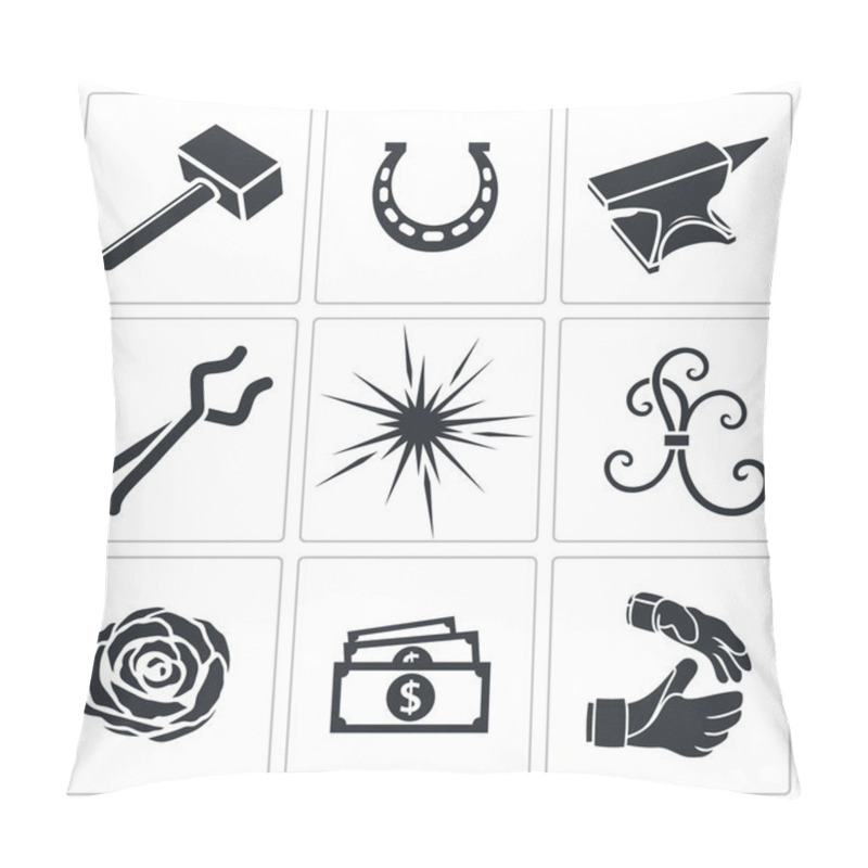 Personality  Forge, Blacksmith Icon Set Pillow Covers