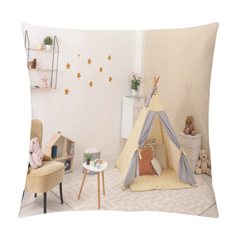 Personality  Cozy Kids Room Interior With Play Tent And Toys Pillow Covers