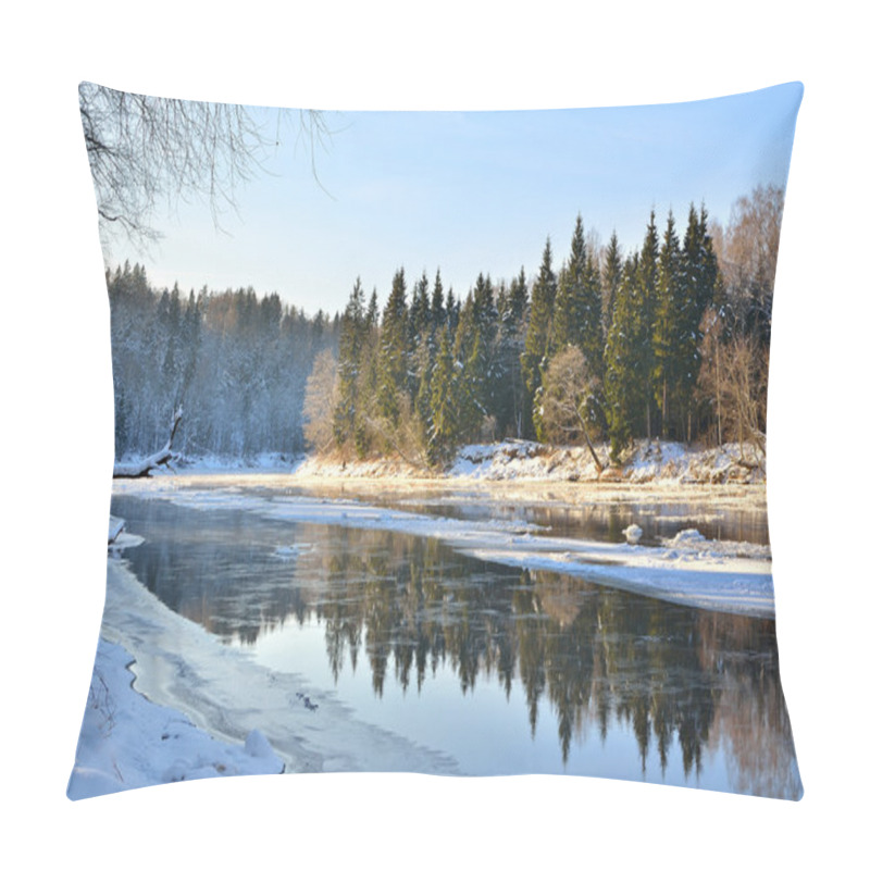 Personality  Gauja River Valley Winter Landscape. Sigulda, Latvia Pillow Covers