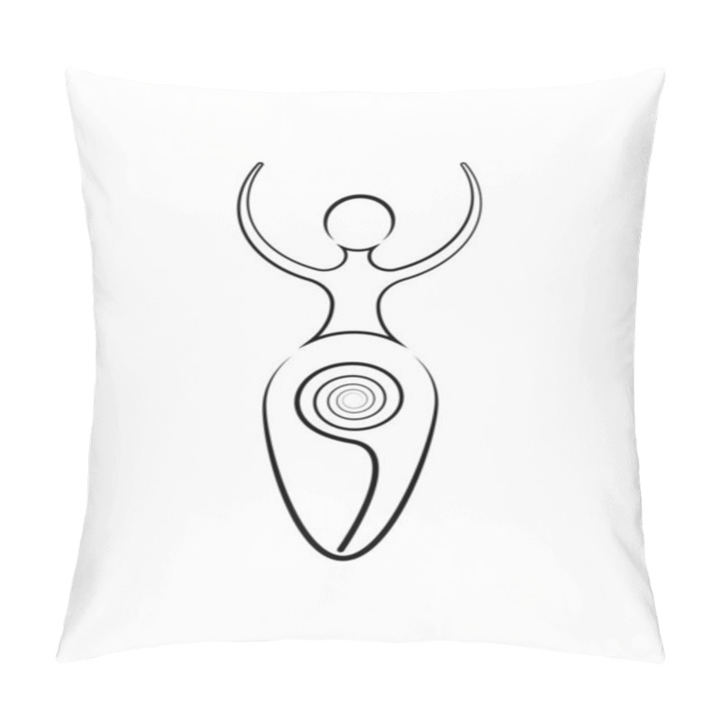 Personality  Spiral Goddess Of Fertility, Wiccan Pagan Symbols, The Spiral Cycle Of Life, Death And Rebirth. Wicca Mother Earth Symbol Of Sexual Procreation, Vector Tattoo Sign Icon Isolated On White Background Pillow Covers