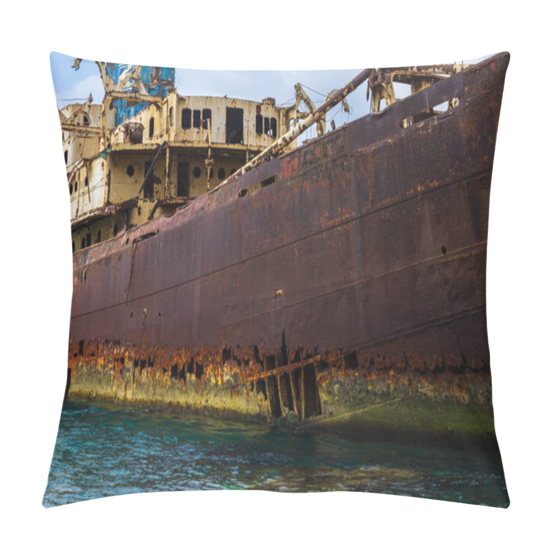 Personality  Close Up View Of Ship Wreck Of Temple Hall With The Port Of Arrecife In Background Pillow Covers