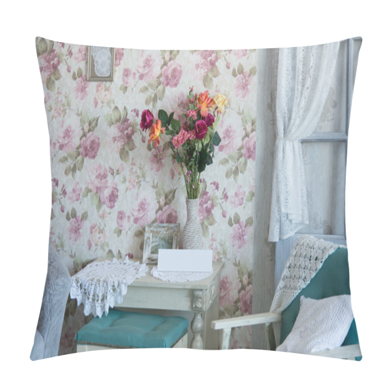 Personality  Interior Room With Chairs, Pillows, Door And Flowers Pillow Covers