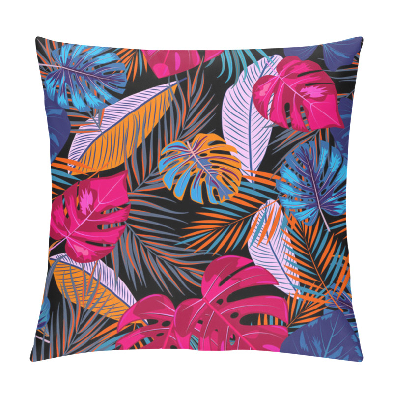 Personality  Vector Tropical Jungle Seamless Pattern With Palm Tree Leaves Pillow Covers