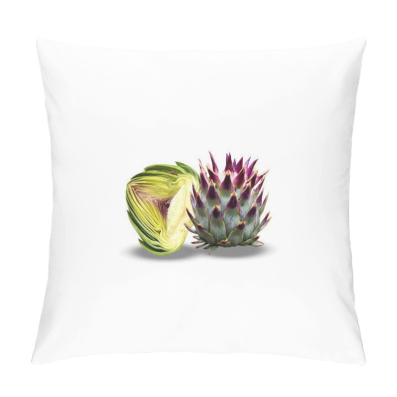 Personality  Globe Artichoke Or Cynara Cardunculus Fruits On Isolated White Background Pillow Covers