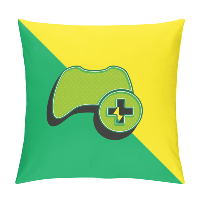 Personality  Add Control Interface Symbol Green And Yellow Modern 3d Vector Icon Logo Pillow Covers