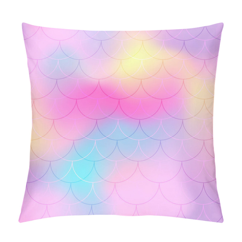 Personality  Violet Pink Mermaid Scale Vector Background. Pastel Iridescent Background. Fish Scale Pattern. Pillow Covers