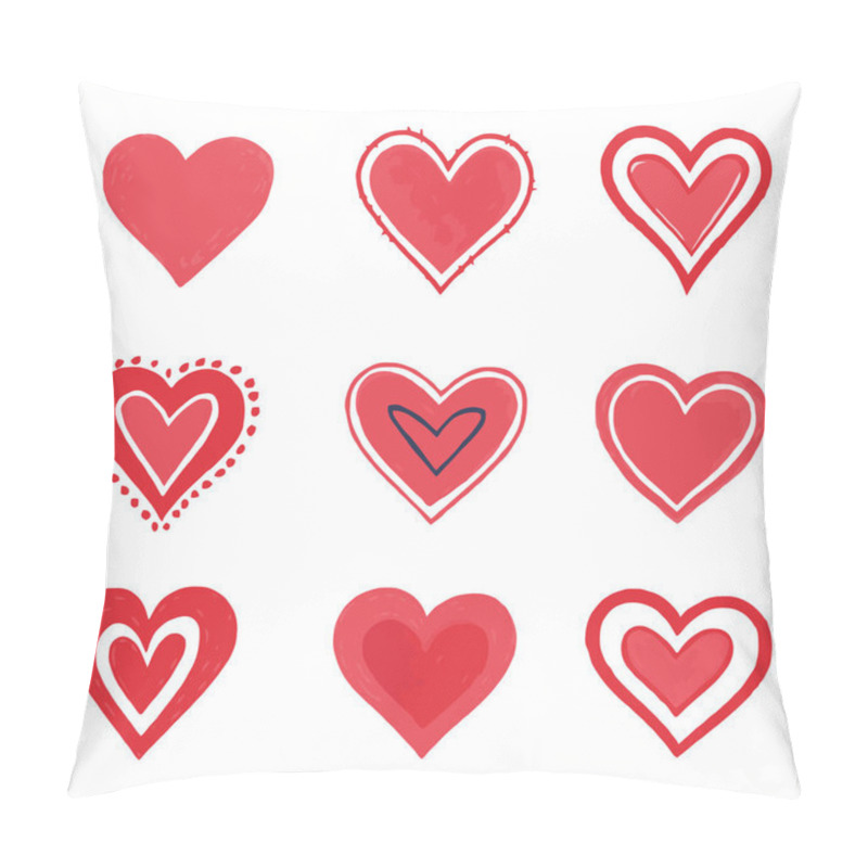 Personality  Heart Icon Collection. Icons Of Hearts In A Flat Style. Heart Doodle Set Pillow Covers