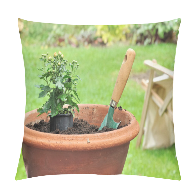 Personality  Potting A Seedling In A Pot Of Daisies Pillow Covers