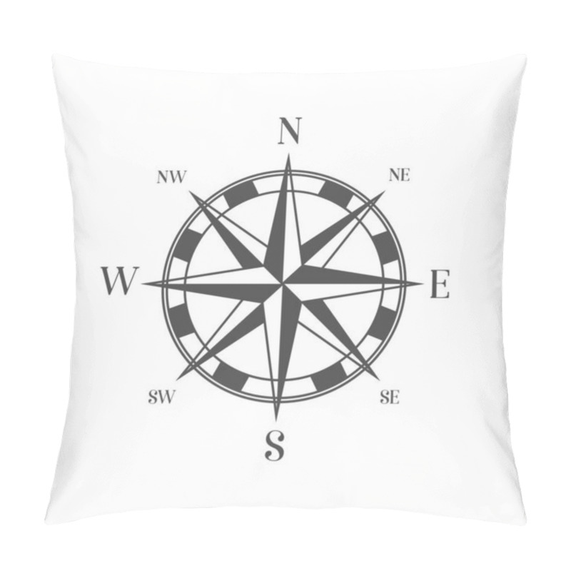 Personality  Geography Science Old Compass  Isolated On White Background.Compass Wind Rose Icon Logo. Vector Stock Pillow Covers