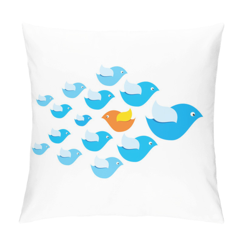 Personality  One Bird Fly Opposite Direction To Group Of Bird Pillow Covers