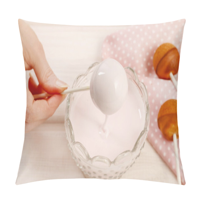 Personality  Woman Making Cake Pops. Pillow Covers