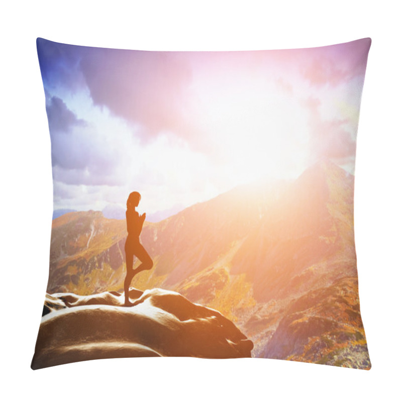 Personality  Woman Standing In Tree Yoga Position Pillow Covers