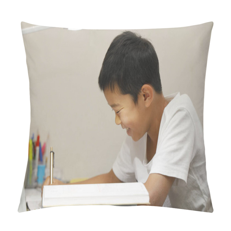 Personality  Studying Japanese Boy In Dining Room (fifth Grade At Elementary School) Pillow Covers