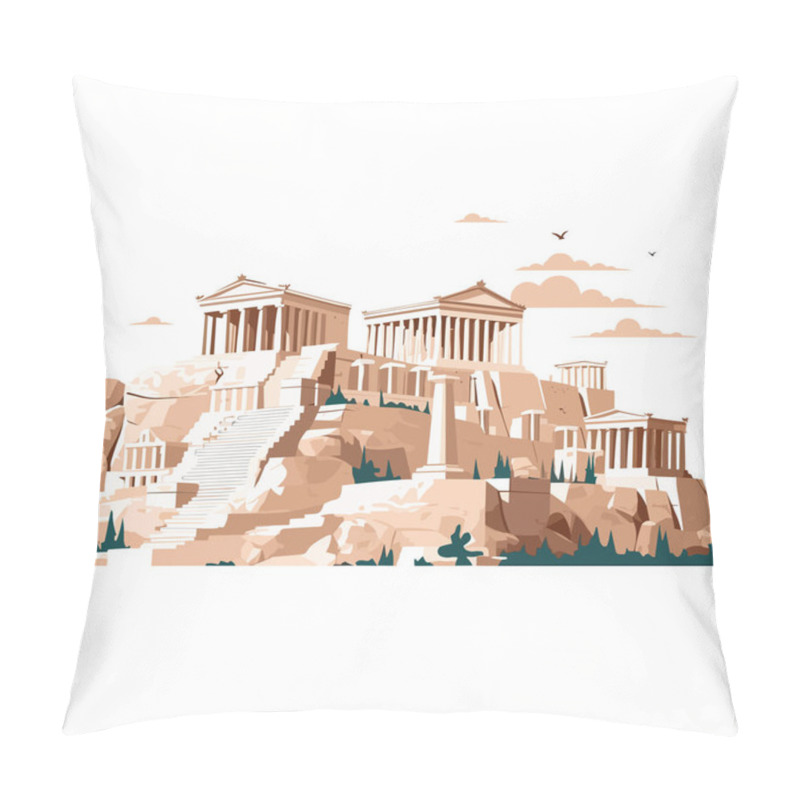 Personality  Acropolis Vector Isolated On White Pillow Covers