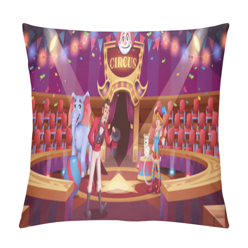 Personality  Circus Show With Animal Handler Man And Clown Woman Pillow Covers