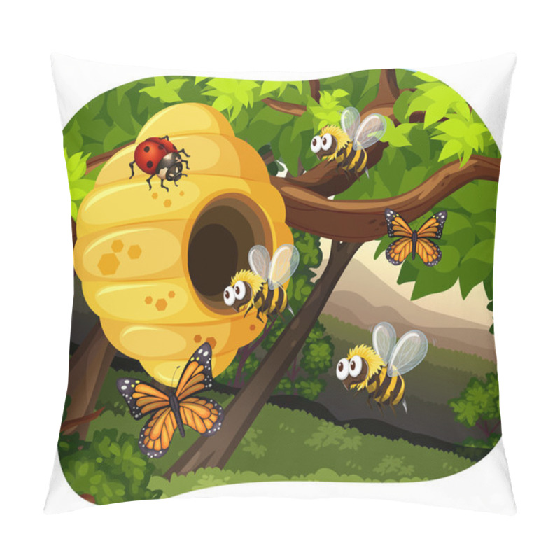 Personality  Bees And Bugs In The Tree Pillow Covers