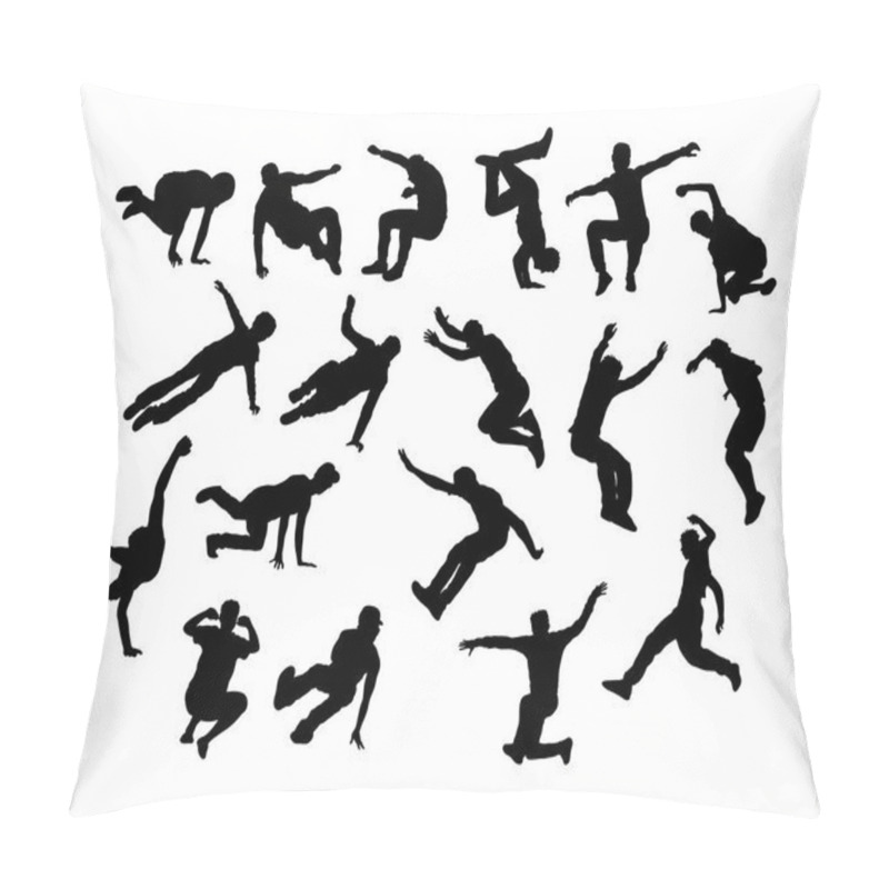 Personality  Jumping Sport Activity Silhouettes, Art Vector Design Pillow Covers