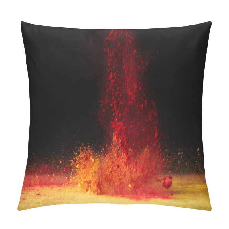 Personality  Orange Holi Powder Explosion On Black, Hindu Spring Festival Pillow Covers