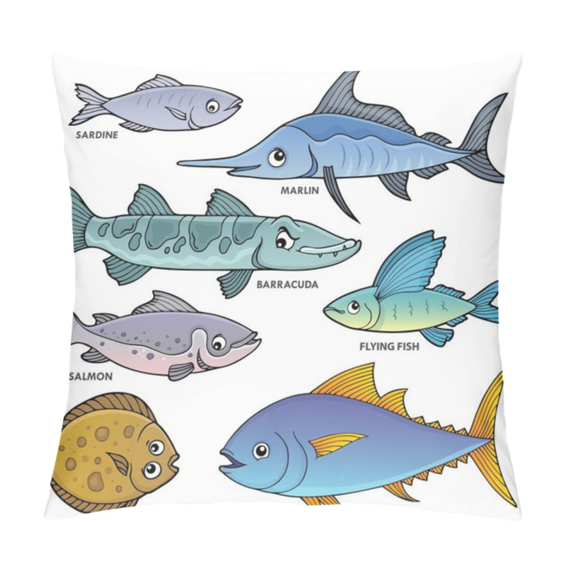 Personality  Various Fishes Theme Set 1 - Eps10 Vector Illustration. Pillow Covers