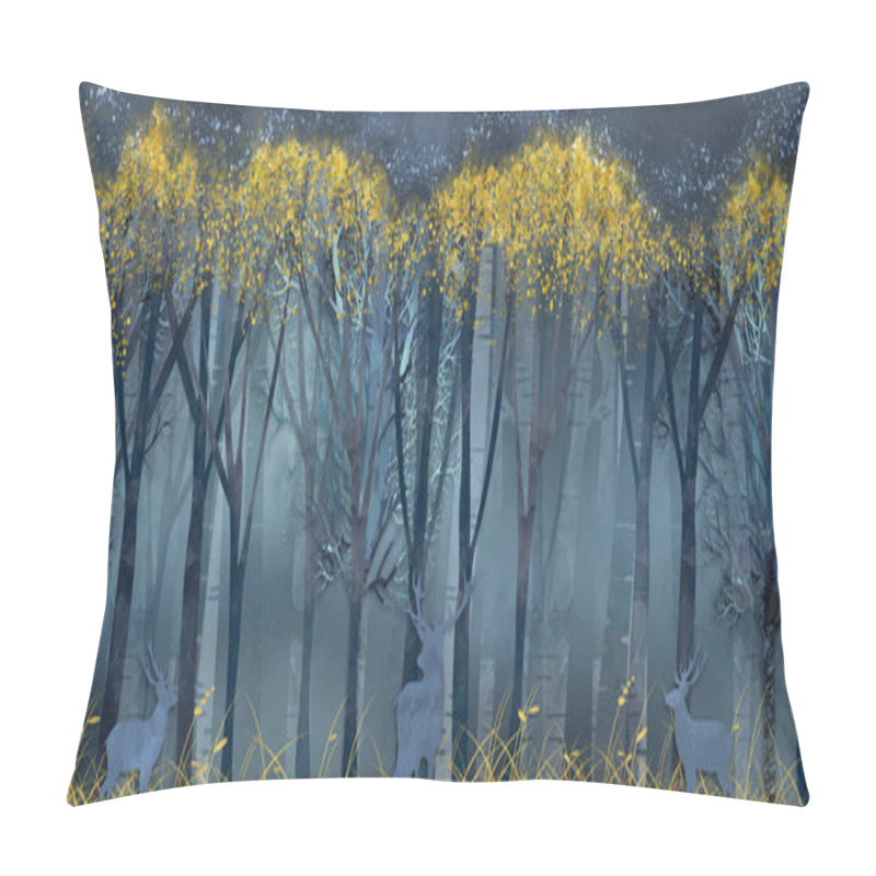 Personality  3d Modern Mural Wallpaper. Forest At Night. Luxurious Abstract Art Digital Painting Forest Landscape Pillow Covers