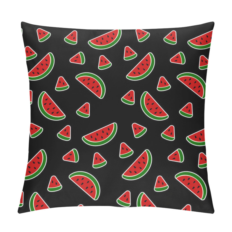 Personality  Seamless Pattern Black Background With Watermelon Pieces Pillow Covers