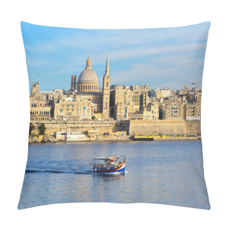 Personality  The Traditional Maltese Luzzu Boat For Tourists Cruises And View Pillow Covers