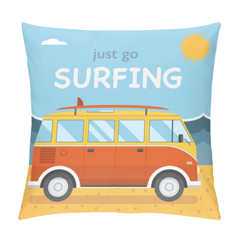 Personality  Travel Surfing Coach Bus Pillow Covers