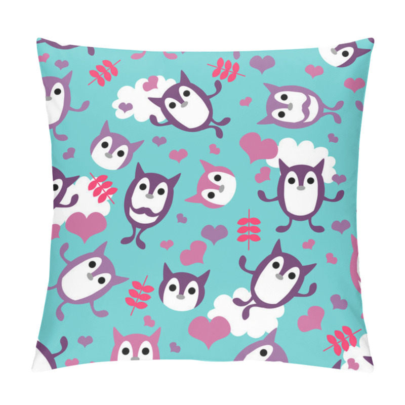 Personality  Romantic Seamless Pattern With Cute Funny Creatures Pillow Covers