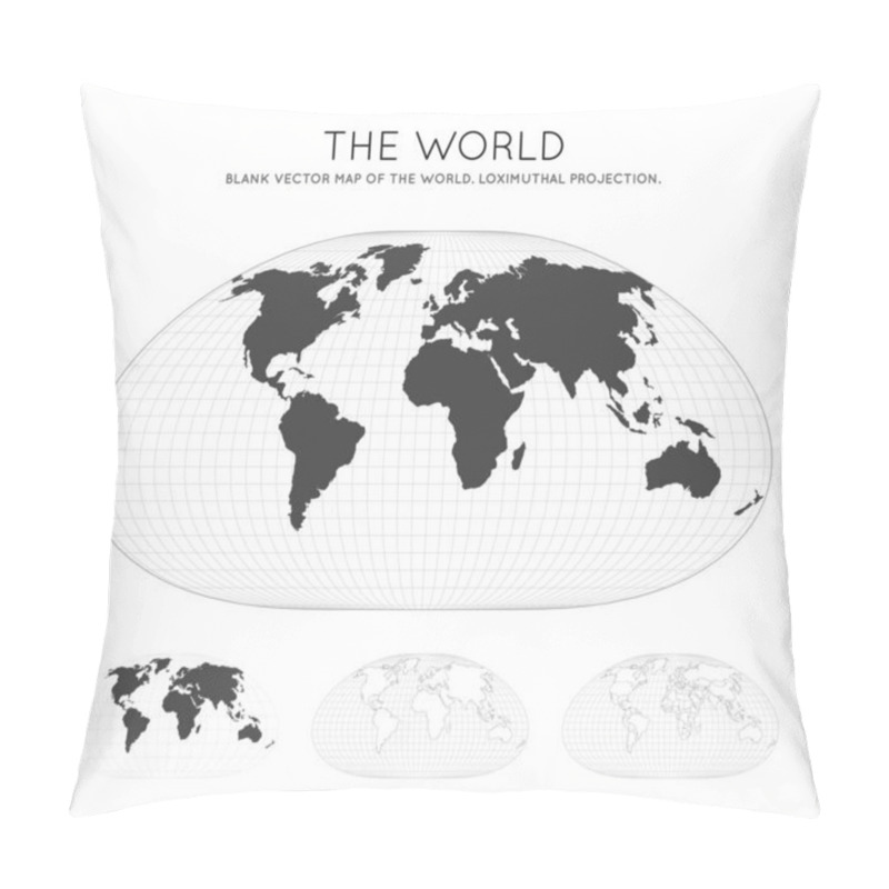 Personality  Map Of The World Loximuthal Projection Globe With Latitude And Longitude Lines World Map On Pillow Covers