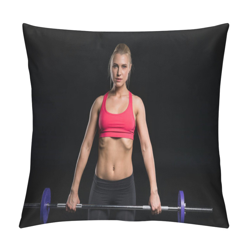 Personality  Woman Exercising With Barbell Pillow Covers