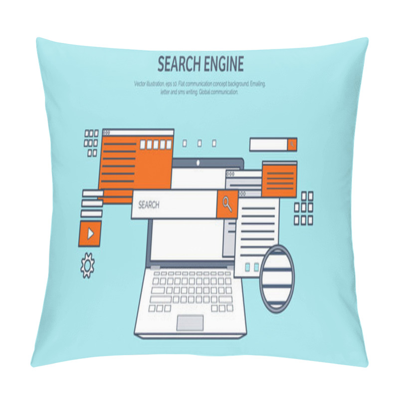 Personality  Vector Illustration. Flat Background. Coding, Programming. SEO. Search Engine Optimization. App Development, Creation. Software, Program Code. Web Design. Pillow Covers