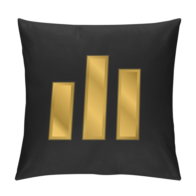 Personality  Bar Chart Gold Plated Metalic Icon Or Logo Vector Pillow Covers