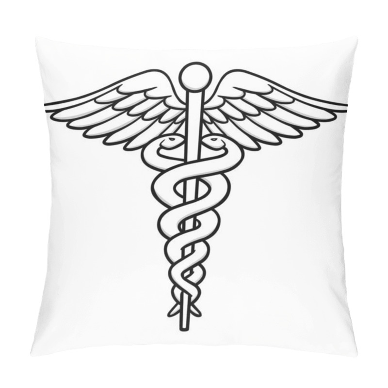 Personality  Caduceus Illustration - A Cartoon Illustration Of A Caduceus Icon. Pillow Covers