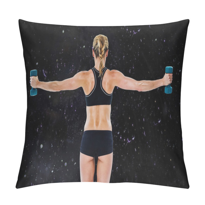 Personality  Female Bodybuilder Holding Two Dumbbells Pillow Covers