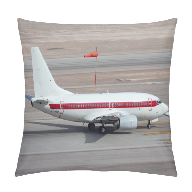 Personality  Las Vegas, Nevada, USA - May 6, 2013: Boeing 737 Operated By Defense Contractor EG&G (Janet Airlines) To Transport Workers To And From The Highly Secretive And Famous Area 51 Base At Groom Lake. Pillow Covers