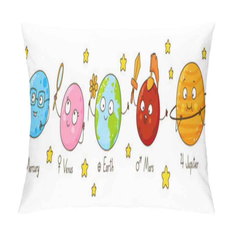 Personality  Set Of Cute Cartoon Planets Pillow Covers