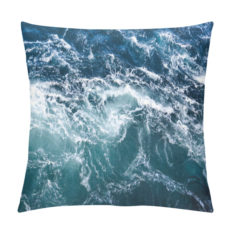 Personality  Abstract Background. The Waves Of The Sea Water Meet With Underwater Pointed Rocks, Forming Whirlpools. Whirlpools In The Area Of The Norwegian City Of Bodo. Norway Pillow Covers