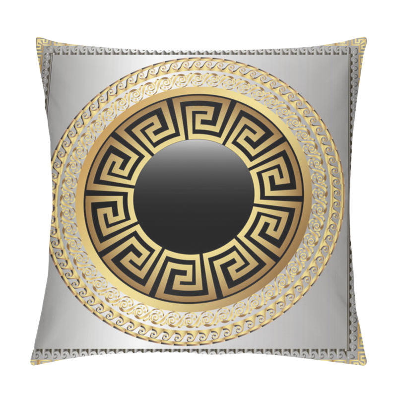 Personality  Greek Key Meanders Round 3d Mandala Pattern. Ornamental Grecian Style Greece Square Frame Background. Modern Geometric Abstract Ornate Background. Repeat Ancient Decorative Ornament. Modern Design Pillow Covers