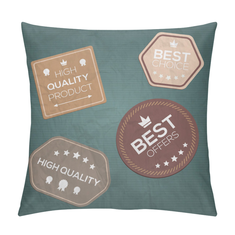 Personality  Vintage Styled Premium Quality. Label Collection With Black Grungy Design, Paper Texture. Pillow Covers