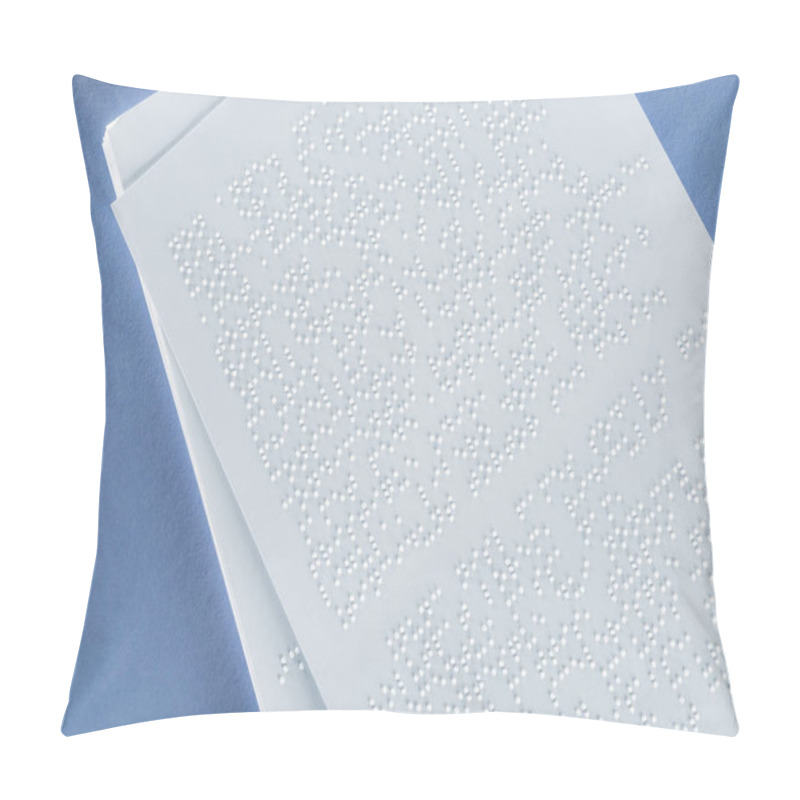 Personality  Top View Of Braille Text On White Paper Isolated On Violet Pillow Covers