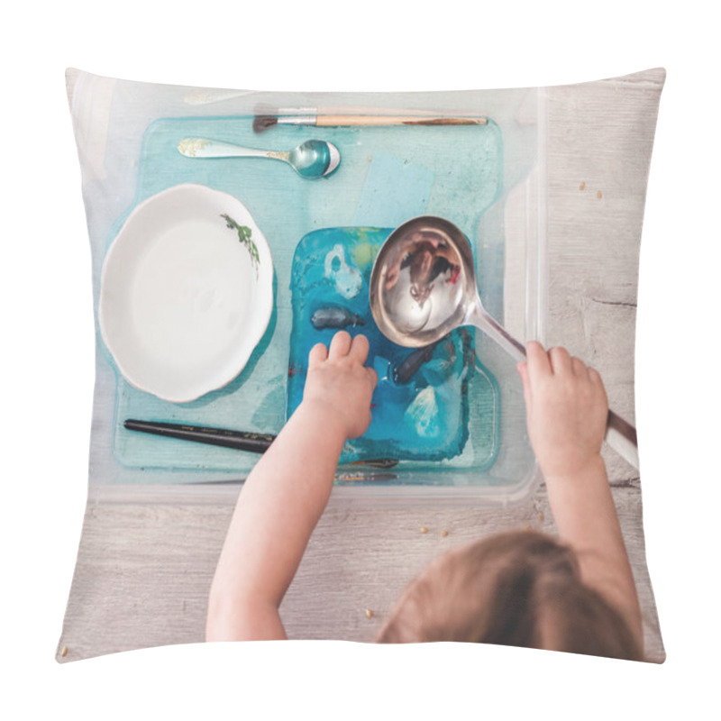 Personality  With The Help Of Water, A Child Melts Ice In Which Animal Figures Are Frozen. The Development Of Children's Motor Skills Using The Touch Box Pillow Covers