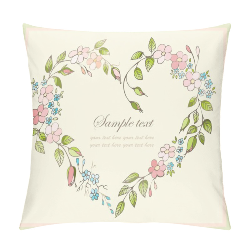 Personality  Hand Drawn Valentines Day Greeting Card. Decorative Framework With Flowers. Pillow Covers