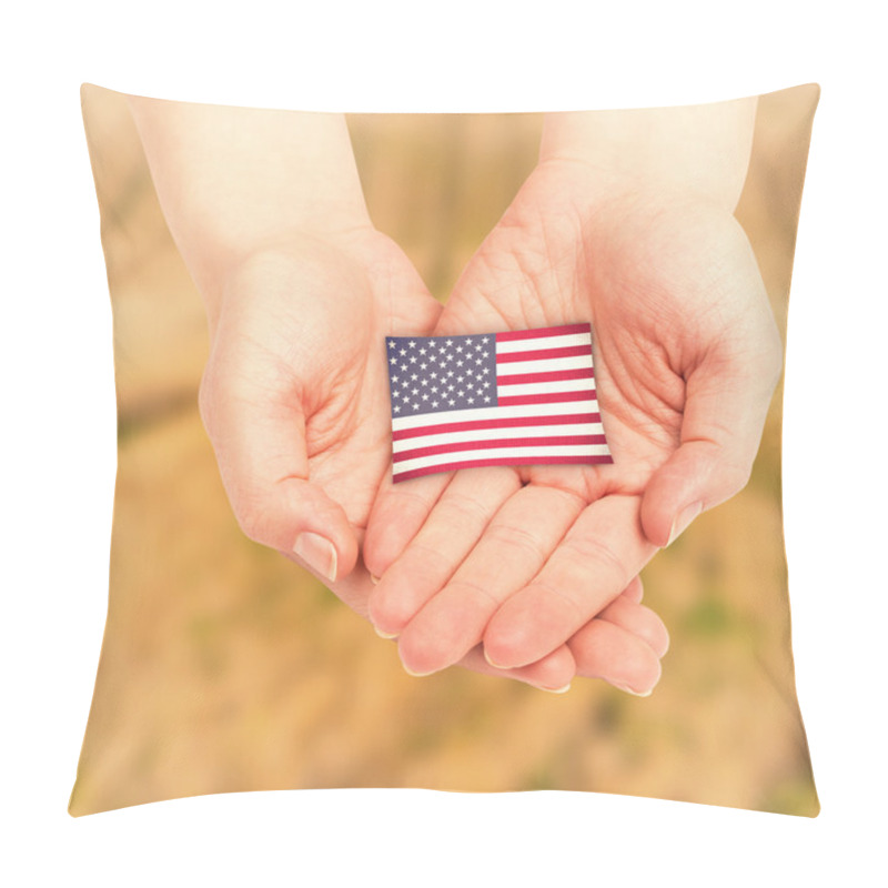 Personality  Hands Showing Usa National Flag Pillow Covers