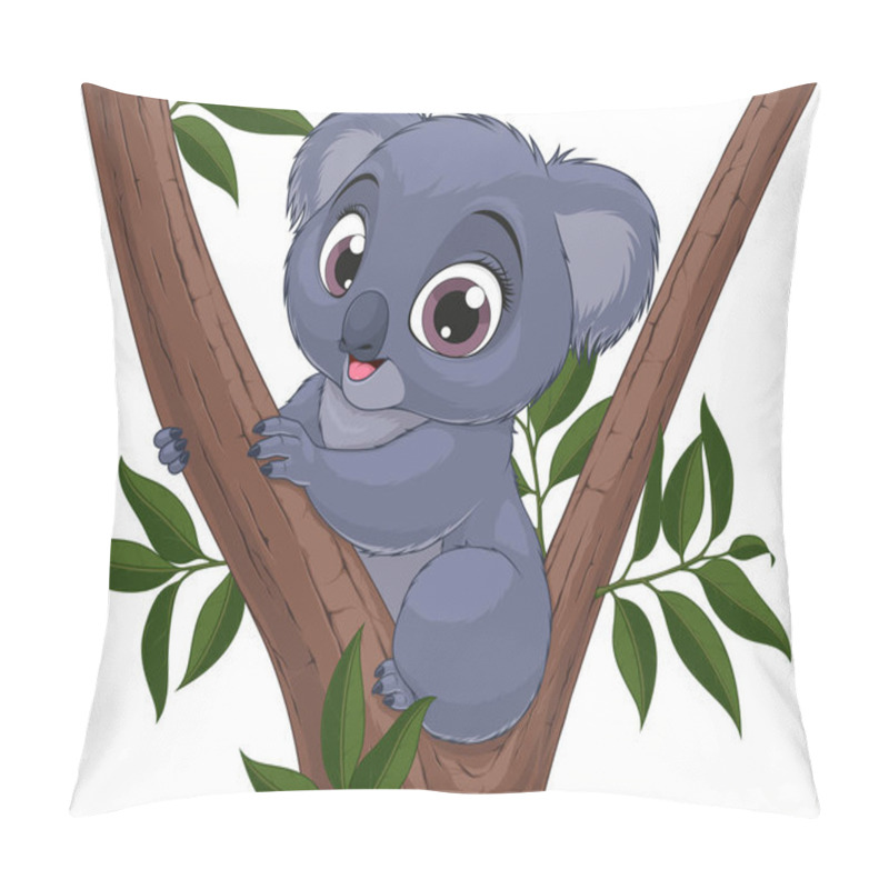 Personality  Vector Illustration, Funny Little Koala Bear Baby Smiling On A White Background Pillow Covers