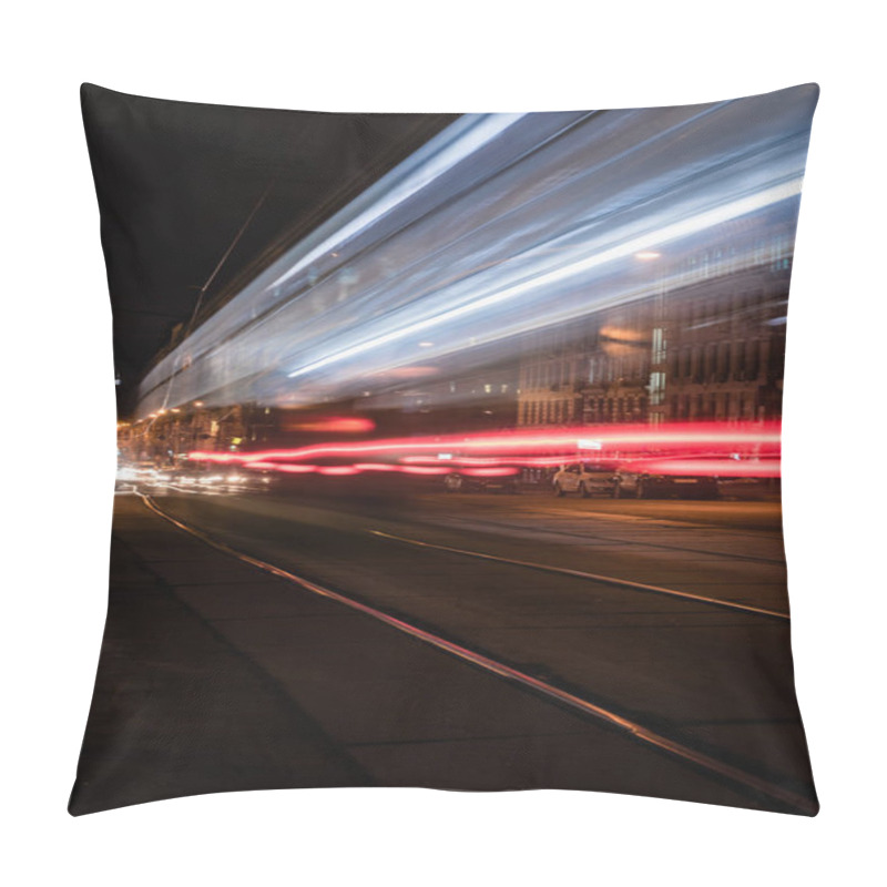 Personality  Long Exposure Of City Street With Blurred Illumination Pillow Covers