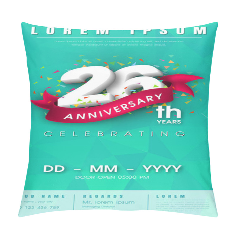 Personality  Anniversary Invitation Card Or Emblem Template Design Pillow Covers