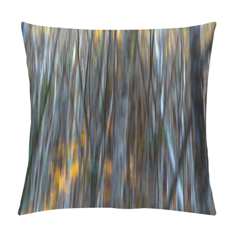 Personality  Trees. Abstract Forest Landscape. Trees Photographed With Pan Technique. Natural Background. Pillow Covers